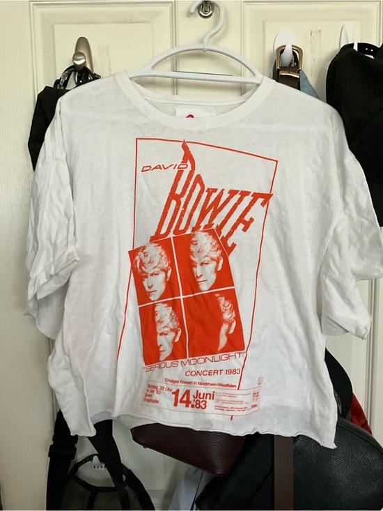 Mother Denim Tops - David Bowie White Graphic Tee with orange print